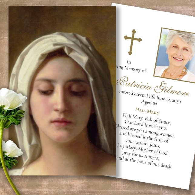 Memorial Loss Madonna Gebet Sympathie Karten (catholic, religious, celebration of life, in loving memory of, prayer cards for bereavement)