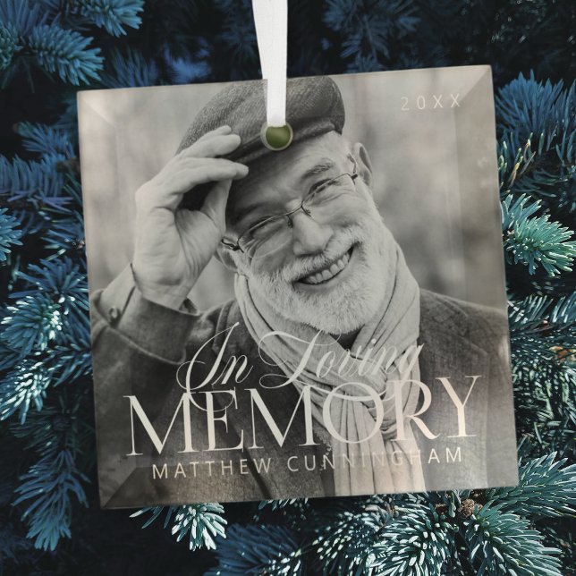 Memorial Love Memory Einfaches modernes Foto Ornament Aus Glas (Von Creator hochgeladen)