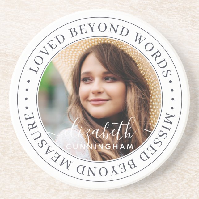 Memorial Loved Beyond Words Elegantes Chic Foto Getränkeuntersetzer (Vorne)
