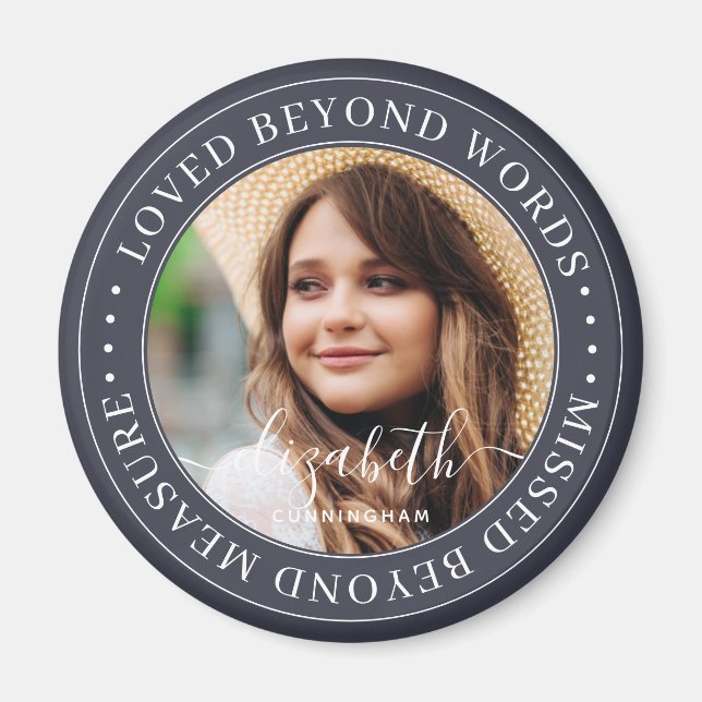 Memorial Loved Beyond Words Elegantes Chic Foto Magnet (Vorne)