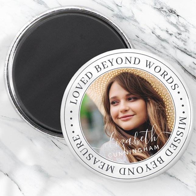 Memorial Loved Beyond Words Elegantes Chic Foto Magnet (Von Creator hochgeladen)