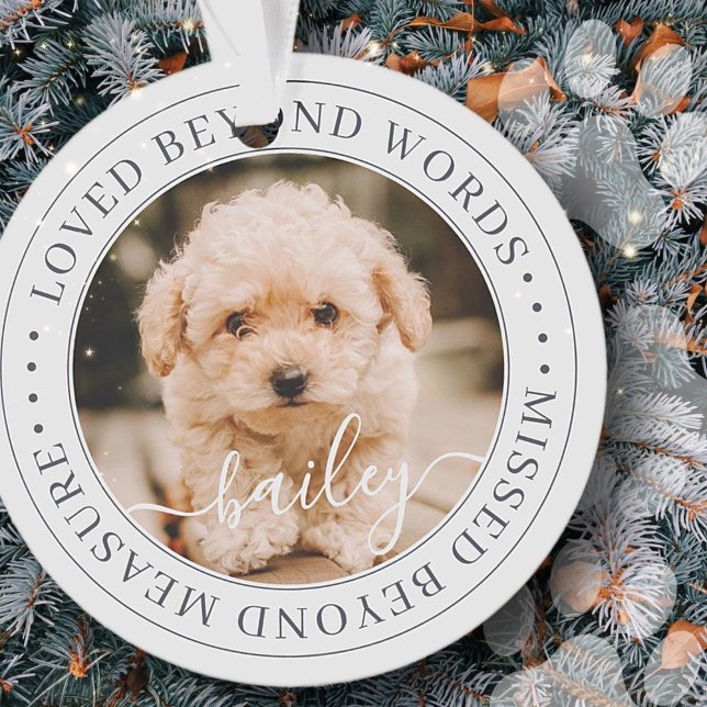 Memorial Loved Beyond Words Elegantes Chic Foto Ornament (Von Creator hochgeladen)