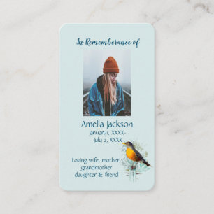Memorial Memory Card American Robin Christlich Visitenkarte