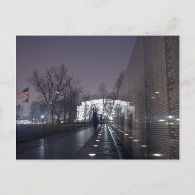 Memorial mit Lincoln Memorial zu Vietnam Veterans Postkarte (Vorderseite)