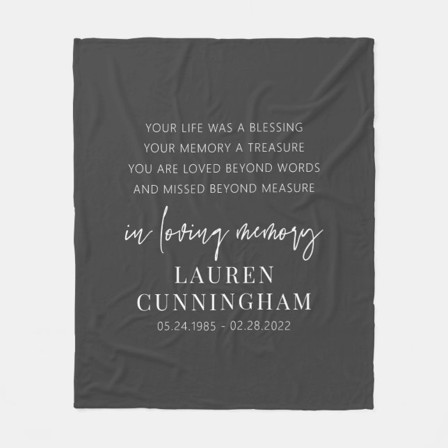 Memorial Modern Elegant Einfaches Design Fleecedecke (Vorderseite)