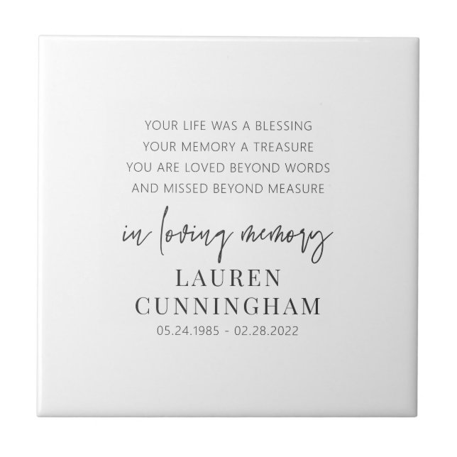 Memorial Modern Elegant Einfaches Design Fliese (Vorderseite)