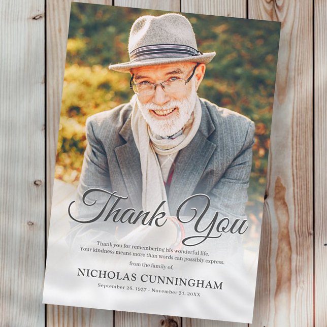 Memorial Modern Elegantes Classic Einfaches Foto Dankeskarte (Von Creator hochgeladen)