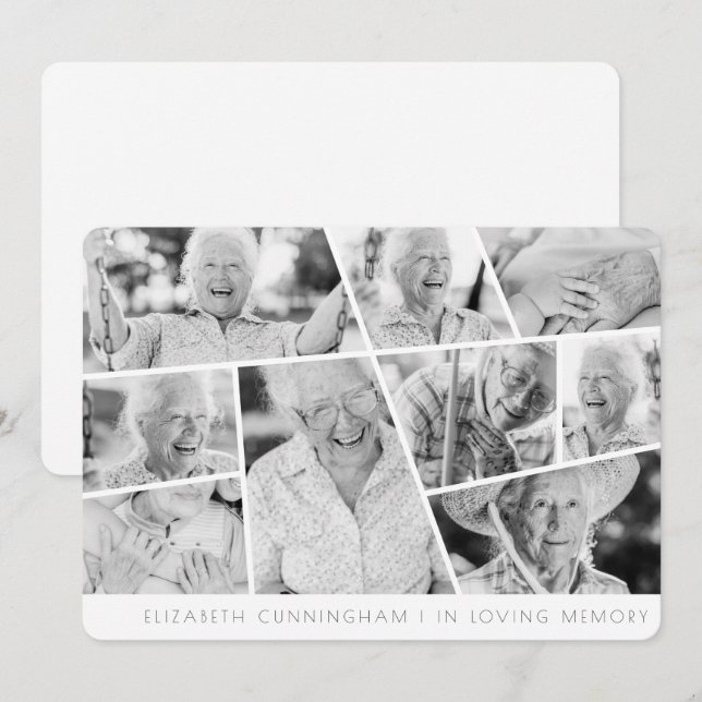 Memorial Modern Simple Chic 9 Foto Collage (Vorne/Hinten)