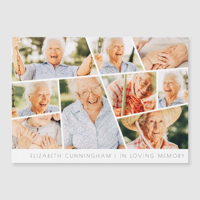Memorial Modern Simple Chic 9 Foto Collage Card Magnetkarte (Vorderseite)