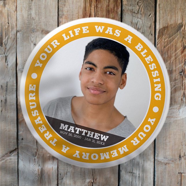 Memorial Modern Simple Custom Foto Keepake Button (Von Creator hochgeladen)