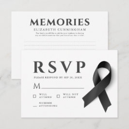 Memorial Modern Simple Erinnerungen Black Ribbon RSVP Karte