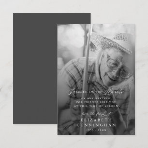 Memorial Modern Simple Forever in unserem Herz-Fot Dankeskarte