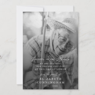 Memorial Modern Simple Forever in unserem Herz-Fot Dankeskarte