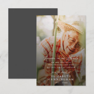 Memorial Modern Simple Forever in unserem Herz-Fot Dankeskarte