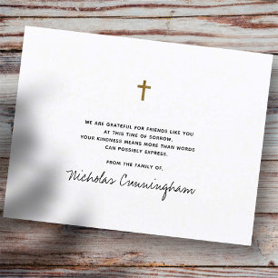 Memorial Modern Simple Imitats Gold Cross Dankeskarte