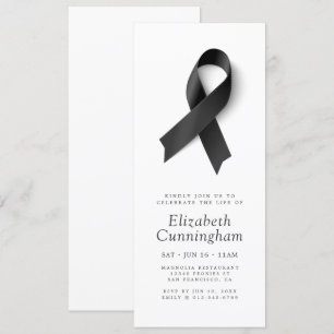 Memorial Modern Simple Minimalistisch Black Ribbon Einladung