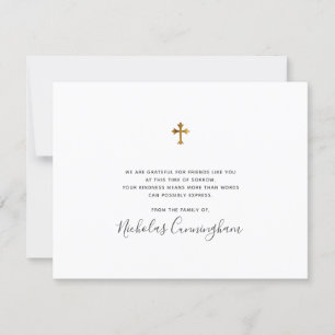 Memorial Modern Verzierte Imitate Gold Cross Dankeskarte