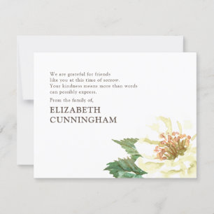 Memorial Modern Watercolor Floral Botanicals Dankeskarte