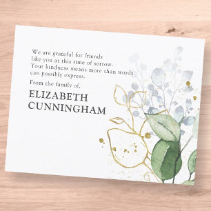 Memorial Modern Watercolor Grünfoliage Dankeskarte