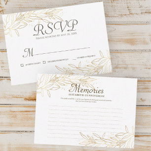 Memorial Moderne Imitats Gold Foliage Botanische A RSVP Karte