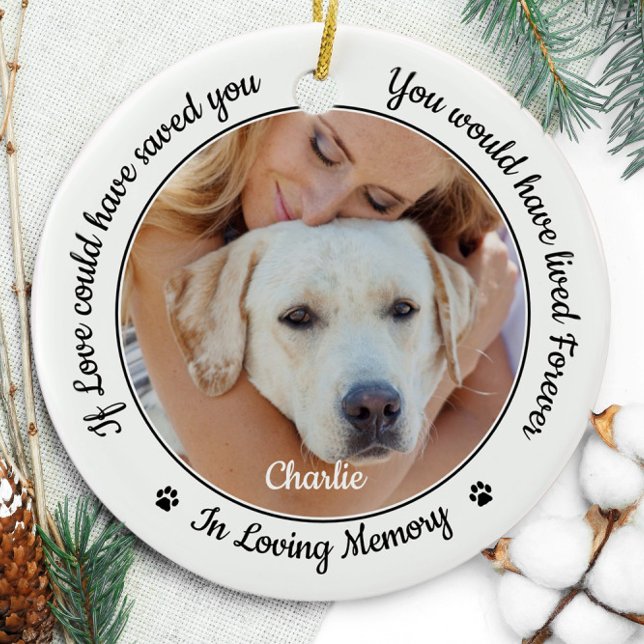 Memorial Moderner Hund 2 Foto Beileid Keramik Ornament (Von Creator hochgeladen)