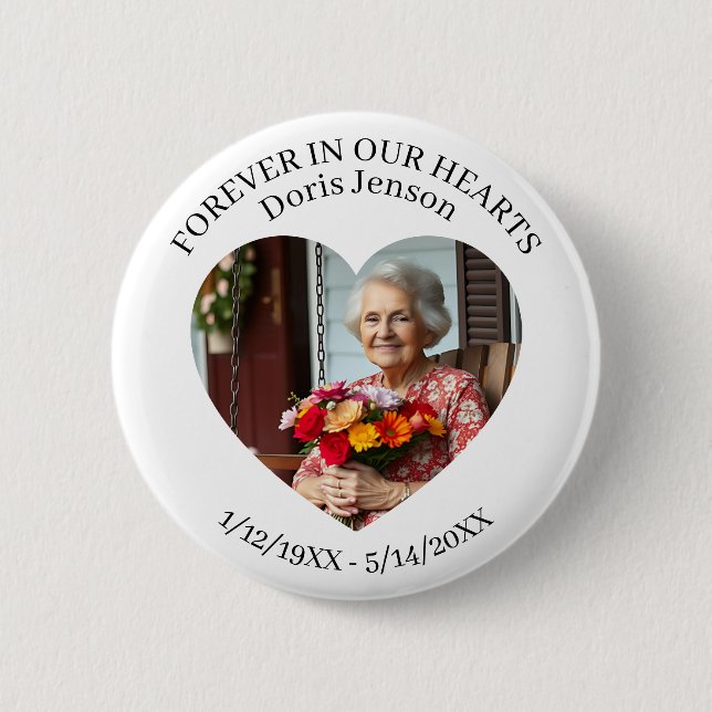 Memorial or Vigil Keepsake | Forever in our Hearts Button (Vorderseite)