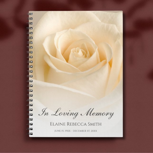Memorial ou funéraire livre d'invités Floral Rose (Rose Memorial Guest Book)
