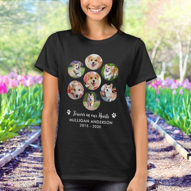Memorial Personalisiert Hund 7 FotoCollage T-Shirt (Von Creator hochgeladen)