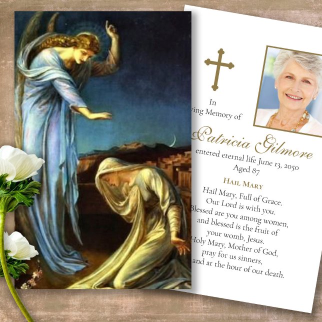 Mémorial Perte Annonciation Prière Sympathie Carte (catholic, religious, celebration of life, in loving memory of, prayer cards for bereavement)