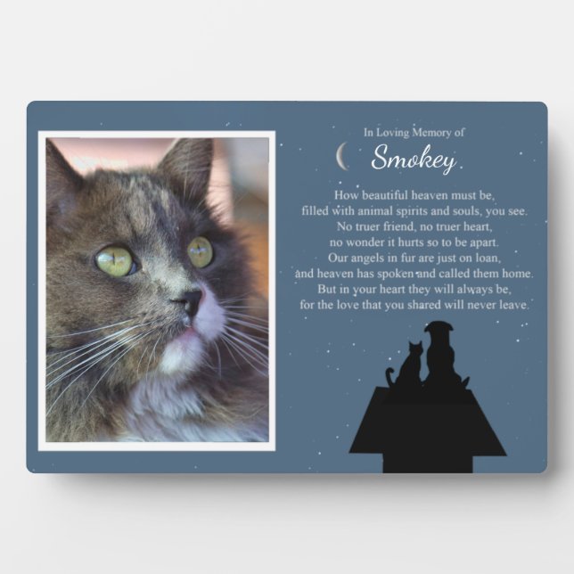 Memorial Pet Dog Cat mit benutzerdefiniertem Foto  Fotoplatte (Vorderseite)