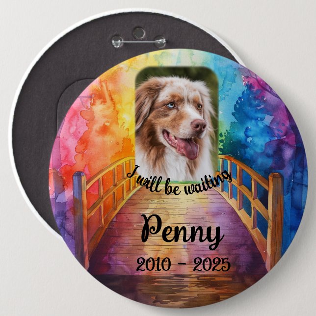 Memorial Pet Rainbow Bridge Button Button Foto (Vorne & Hinten)