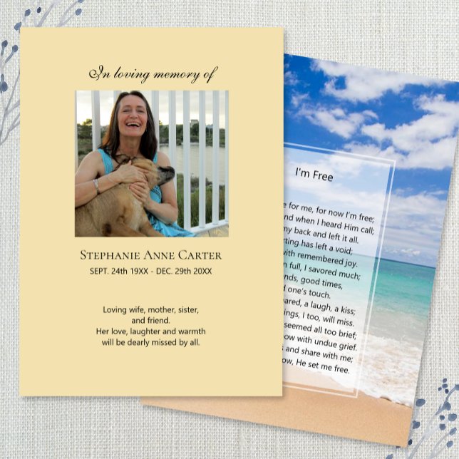 Mémorial photo Je suis Carte de prière gratuite (Créateur téléchargé)