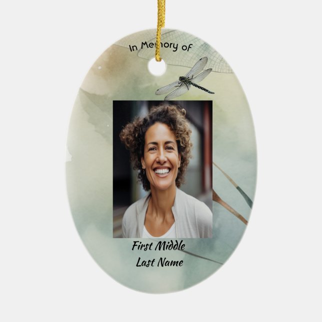 Memorial Photo Keepsake Custom  Dragonfly Keramik Ornament (Vorne)