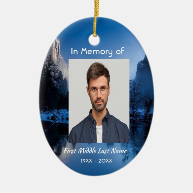 Memorial Photo Mountain Lake Winter Snow Keramik Ornament (Vorne)