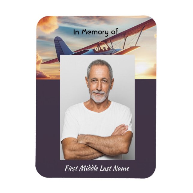 Memorial Photo Pilot Airplane Flying Sunset Magnet (Vertikal)