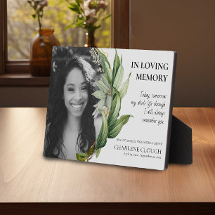 Memorial Photo Plaque   Greenery Foliage Frame
