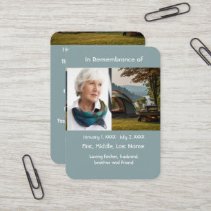 Memorial Pocket Card Camping Camper Visitenkarte