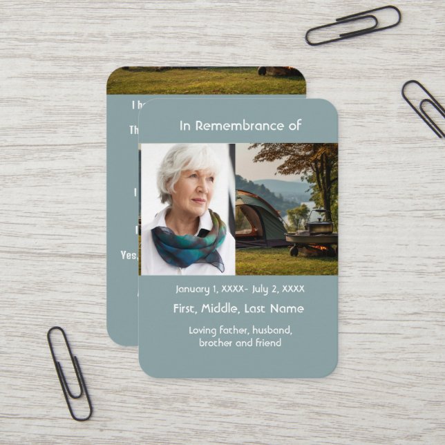 Memorial Pocket Card Camping Camper Visitenkarte (Vorderseite/Rückseite Beispiel)