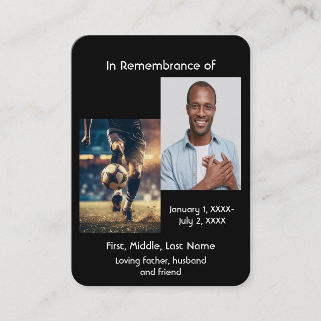 Memorial Pocket Card Fußballspiel Visitenkarte (Vorderseite)