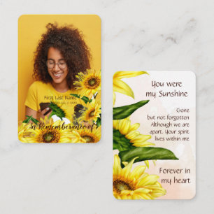 Memorial Pocket Keepake Sonnenblume Sonnenschein Visitenkarte