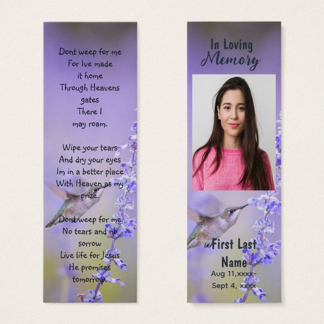 Memorial Prayer Card Beerdigung Natur Lesezeichen (Vorne & Hinten)