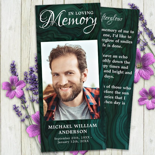 Memorial Prayer Card Foto Smaragdgrüne Beerdigung (Von Creator hochgeladen)
