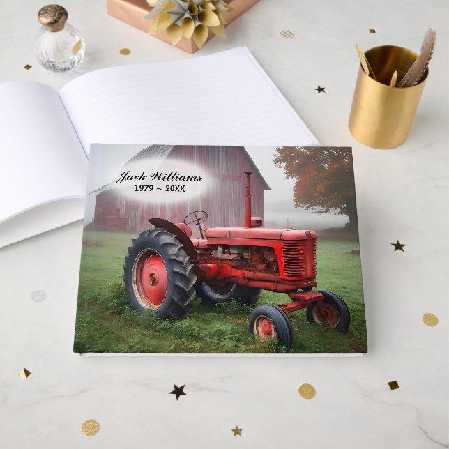 Memorial Red Tractor With Red Old Barn Gästebuch (Vorderseite Offen)