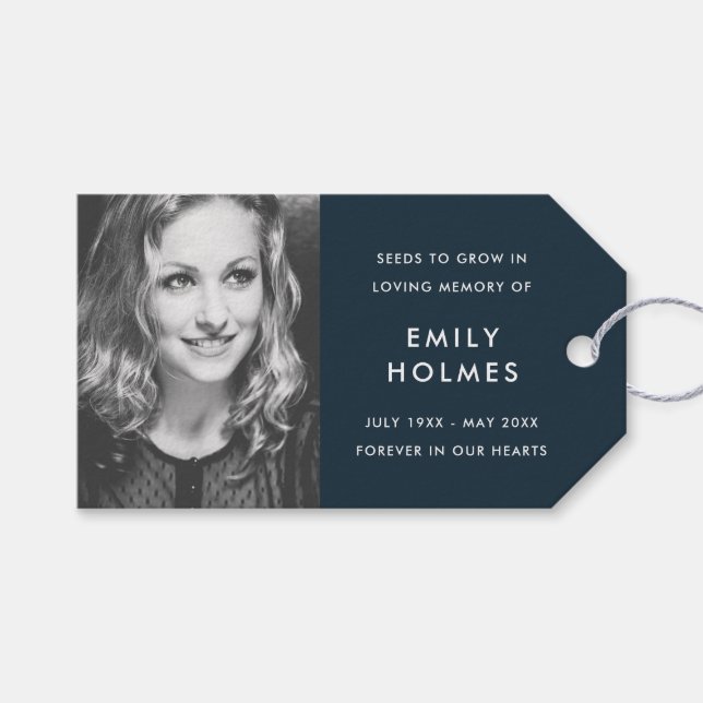 Memorial Seed Packs | Beerdigung Gefallen Moderne  Geschenkanhänger (Vorderseite (Horizontal))