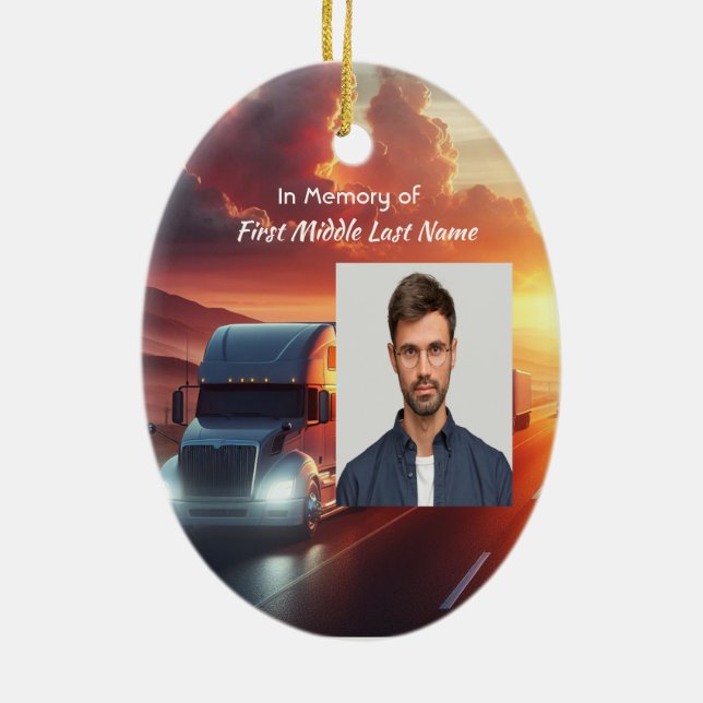  Memorial Semi-Truck Tractor-trailer  Keramik Ornament (Hinten)