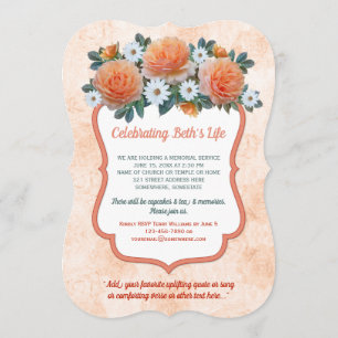 Memorial Service Apricot Rose White Daisies Foto Einladung