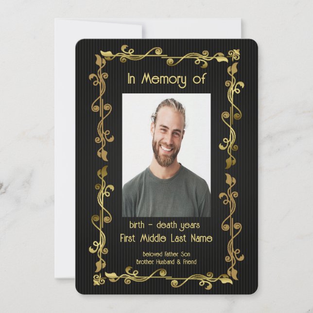 Memorial Service Einladen Classic Modernes Black G Einladung (Vorderseite)