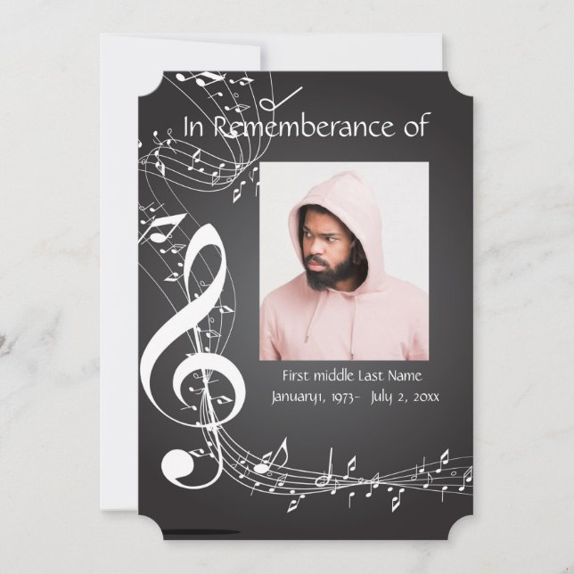 Memorial Service Einladen von Musiknoten Einladung (Vorderseite)