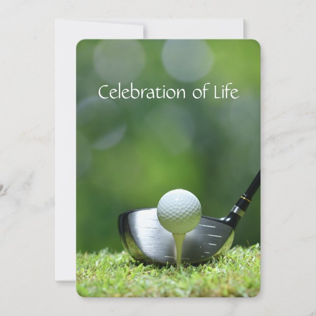 Memorial Service Invitation Golfers Golf Cart (Devant)