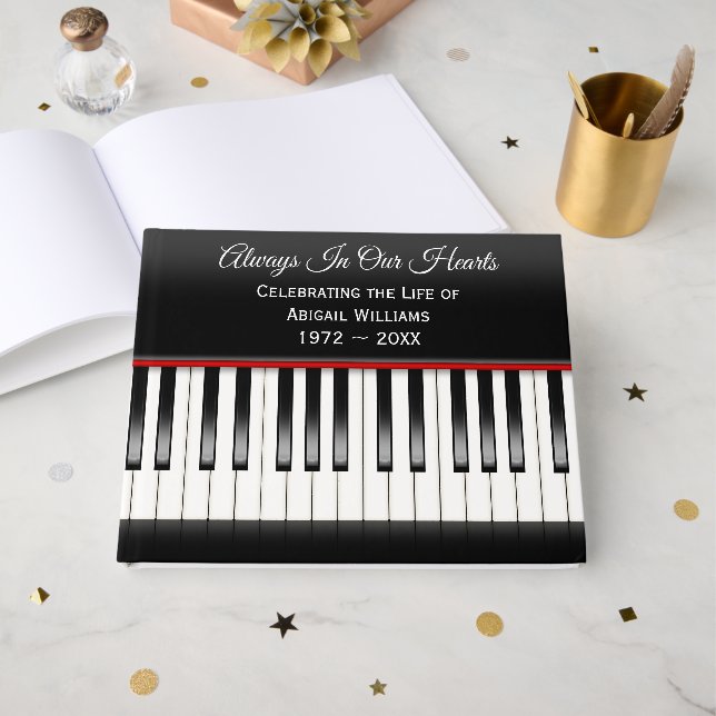 Memorial Service Piano Keyboard  Gästebuch (Vorderseite Offen)